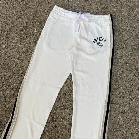Vintage Y2K Abercrombie & Fitch White And Navy Strips Embroidered Sweatpants - Picture 3 of 8